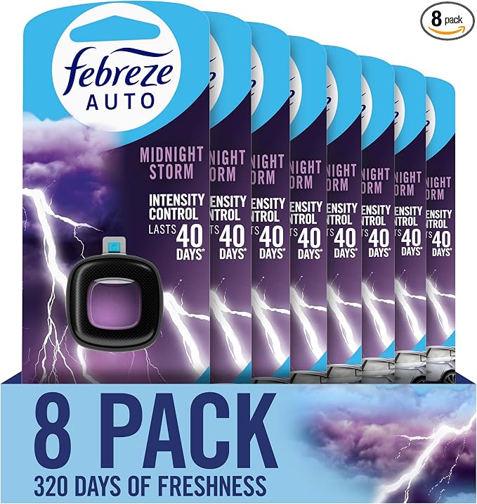 AUTO Air Freshener, Odor-Fighting Automotive Vent Clip, Midnight Storm Scent, 8 Count
