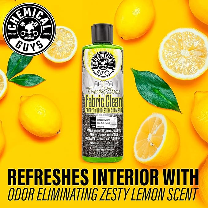 Foaming Citrus Fabric Clean, Carpet and Upholstery Cleaner - Car Carpet Cleaner for Seats, and Floor Mats, Safe for Home, Office & More, Citrus Scent - 16 oz