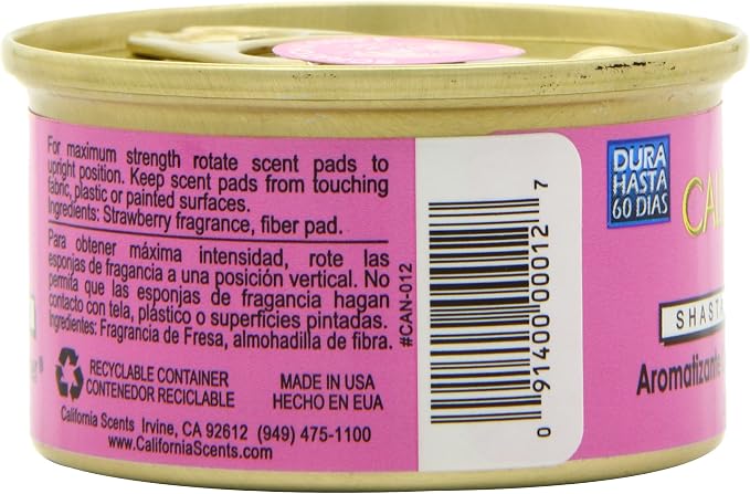 Spillproof Organic Air Freshener, Shasta Strawberry, 1.5 Ounce Canister (Pack of 4)