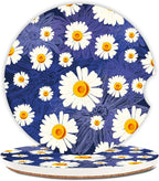 White Flowers Car Coasters for Drinks Absorbent,2 Pack Cup Holders,2.56" Ceramic Stone & Non-Scratch Cork Base Coasters,Auto Accessories for Women & Men.