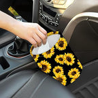 Car Garbage Bag Abstract Yellow Sunflower Mini Car Trash Bin Portable Collapsible Waterproof Rubbish Bag for Car Accessories Back Front Seat Cup Holder