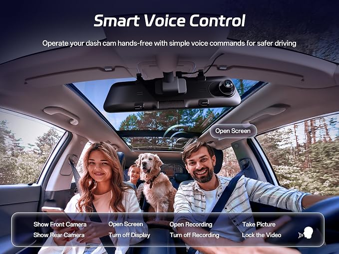 S12 Pro Mirror Dash Cam with STARVIS 2 Sensor, Rear View Mirror Camera 5.8GHz WiFi, 4K Front and 1080P Rear Backup Camera for Car, ADAS, Voice Control, Color Night Vision, 64G Meomory Card