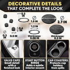 Black Bling Car Accessories Set - 27 Pieces Car Interior Kit with Rhinestone Steering Wheel Cover, Diamond License Plate Frame, Phone Holder, Coaster & Hook, Great Gift for Drivers