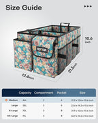 Trunk Organizer- Car Organizer, Foldable Trunk organizer for SUVs & Sedans, Sturdy Car Organization for Car Accessories, Tools, Sundries, Blue Flower, 2 Compartments, 21.3"×12.6"×10.6"