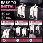Car Seat Back Storage Hook, Funny Car Purse Hook, Cute Vehicle Storage Organizer for Purses Handbags Cute Pink Bowtie