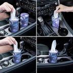 Car Tissue Holder, 4 Pack Car Cup Holder Facial Tissues with Travel Tissue Bag, Quick and Convenient Flower Combination Box(4 Canisters/200 Tissues) Purple