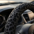 15 Inch Neoprene Steering Wheel Cover Non-Slip (Black Leopard Print)