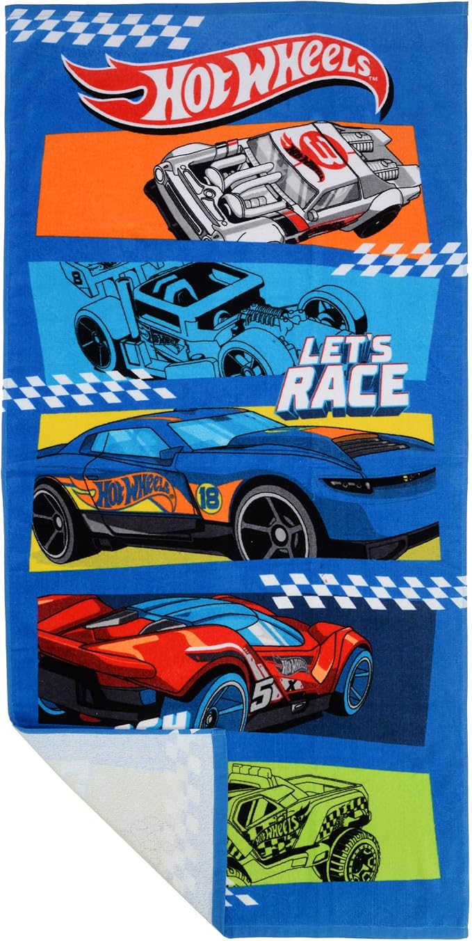 Kids Super Soft Cotton Bath/Pool/Beach Towel, 58 In x 28 In, Hot Wheels
