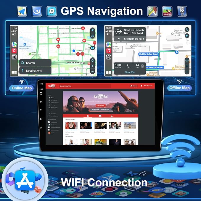 4+64G Android 13 Car Radio for Hyundai Elantra 2014 2015 2016 Stereo Replacement with Wireless Carplay Android Auto, 9'' Touch Screen Built-in Bluetooth GPS Navigation WiFi Backup Camera Mic