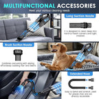 Handheld Vacuum Cordless, 15000PA Strong Suction Hand Held Car Vacuum Cleaner Portable with Multi-Nozzles & Washable Filter, Lightweight Rechargeable Vacuum Cleaner for Home, Car, Office, Pets