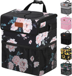 Car Trash Can for Car Cute,Bag Bin Hanging Waterproof Automotive Garbage Cans Leak Proof Vehicle Trash Can Black Floral