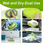 62" Microfiber Car Wash Brush Mop Kit Mitt Sponge with Long Handle Car Cleaning Supplies Kit Duster Washing Car Tools Accessories, 1 Chenille Scratch-Free Replacement Head Aluminum Alloy Pole