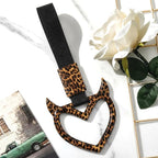 Leopard Heart Car Handle Strap Drift Charm Car Accessories for Women Cheetah Heart Rear Bumper Warning Ring Decor for Auto Bus Subway Interior Exterior Decorations(Leopard, Devil Style)