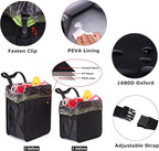 3 Gallons Open-Top Car Trash Can, Large Capacity Hanging Leakproof Car Trash Bag with Water-proof PEVA Liner, Stand Trash Bag for Cars Foldable Storage Bag for Cars SUV Truck RV Black