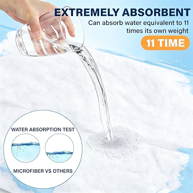 White Dual-Sided Microfiber Bath Towel, 2 Pack 48"x24" Ultra Absorbent Quick Dry Pool Towel, Exfoliating Body Cloth for Dead Skin & Sunscreen Removal, Lint-Free Reusable Shower Towel for Pool, Beach