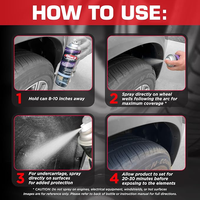 120252 Pro Wheel Well & Undercarriage Protecant from Water, Mud, Roadside Salt Build up & More, Restores to Like New Finish