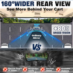 No Drill Golf Cart Rear View Mirror for Club Car EZGO Yamaha No Blind Spot | 4 Panel 160° Wide View, Reduce Shake, 360° Adjustable Rotation, Fit 0.75/1/1.25 inch Square Tubes for Golf Course & Daily Use