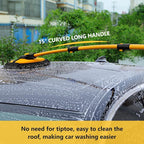 Car Wash Brush with Long Handle, 15°Curved Car Cleaning Brush with Replaceable Head Cover, Truck Washing Brushwith Telescopic Handle Wash Mop Kit 5PCS