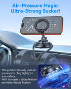 2-IN-1 Detachable MagSafe Car Mount [2800gf Strong Magnet & 89+LBS Suction Base] Vacuum Magnetic Phone Holders for Your Car, 360° Adjustable for iPhone 17 Pro Max 16 15 14 13 12, Car Accessories