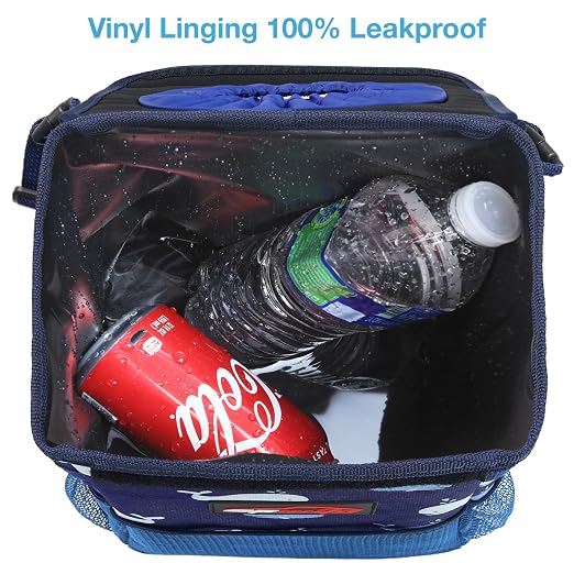 Waterproof Car Trash Can with Lid and Pockets, 1.8 Gal, Blue | Leakproof, Collapsible Multipurpose Car Bin with 3 Side Storage Pockets, Adjustable Straps
