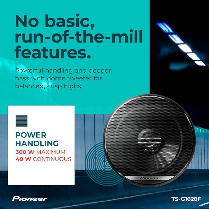 G-Series TS-G1620F 6.5” 2-Way Speakers (Pair) – 300W Max, Balanced Sound + Smooth Treble, Great Stock Replacement, High-Efficiency Speaker Designed for OEM Power