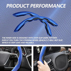 2pcs Universal Fit Carbon Fiber Steering Wheel Cover, Anti-Skid Steering Wheel Cover/Segmented Steering Wheel Protector/Car Interior Accessories (Blue)