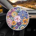 Steering Wheel Sun Cover Boho Floral Car Accessories for Women 17 inch Universal Anti-Heat Steering Wheel Sun Block Cover for Cars SUV Trucks Sedan