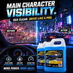2-in-1 Windshield Washer Fluid 2-Pack (1 Gallon Each, 256 fl oz Total) – Ready to Use, Streak-Free Formula, All-Weather Cleaning, Removes Bugs, Dirt & Road Grime – Premium Windshield Cleaner