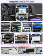 4G 64G for Hyundai Santa Fe 2006-2012 Android 15 Car Radio Wireless Carplay Android Auto 7 Inch Touch Screen Bluetooth5.0/FM/WiFi/GPS Navi/SWC