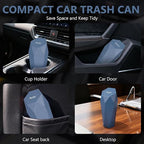 Car Trash Can with Lid - 2-Pack, Interior Accessories for Vehicles, Leakproof Garbage Can with 30 Detachable Trash Bags, Multipurpose Organizers and Storage for Home, Office (Dark Blue)
