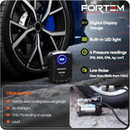 Tire Inflator Portable Air Compressor, Air Pump for Car Tires and Bikes, Car Tire Pump w/Auto Shut Off, 150 PSI, 12V DC, LED Light, Carrying Case, Perfect For Men, Women