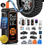 Tire Inflator Portable Air Compressor, Dual Power - 6000mAh & 12V DC, Cordless Air Pump for Car Tires, Bikes, Motorcycle, Balls with LED & Digital Pressure Gauge, Auto Shut-off