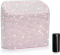 Bling Car Trash Can with Lid, Leakproof Mini Vehicle Trash Bin Automotive Dustbin Organizer Storage, Sparkling Crystal Rhinestone Trash Bag Container with 30pcs Garbage Bags Car Accessories