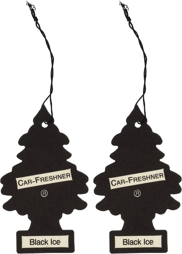 Car Air Freshener | Hanging Paper Tree for Home or Car | Black Ice | 2 Pack