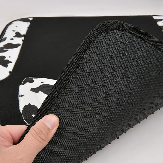Waterproof Universal Fit Car Floor Mats, Cow Print Car Mats Fit for SUV,Vans,sedans, Trucks,Set of 4pcs Car Carpet with Driver Heel Pad and Nibs Backing,or Cute Women Girly Funny Black White