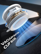 Magsafe Car Mount, Vacuum Car Phone Mount with Strong Magnetic, 360° Metal Strut Suction Cup Phone Mount for iPhone 17 Pro Max/16 15 14 13 12 Series& Android Magsafe Case, White