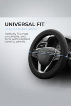 Car Steering Wheel Cover, Waterproof Sunproof Heat-Insulated Steering Wheel Protector, Thickened Soft Full-Coverage Car Interior Accessory, Universal for Most Cars (Black)