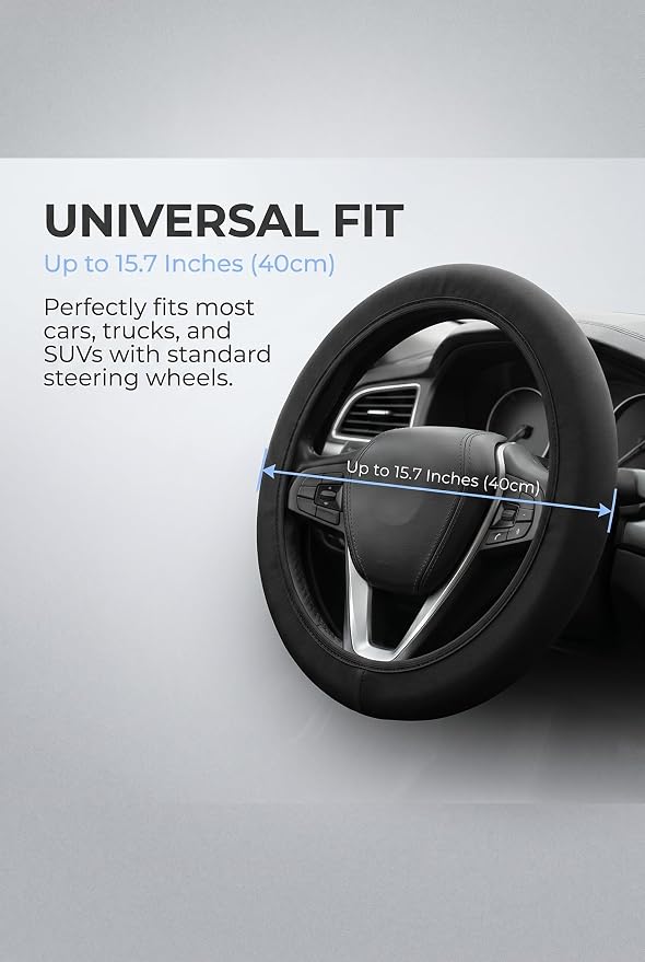 Car Steering Wheel Cover, Waterproof Sunproof Heat-Insulated Steering Wheel Protector, Thickened Soft Full-Coverage Car Interior Accessory, Universal for Most Cars (Black)