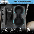 Cup Holder for 2020-2024 Toyota Highlander Center Console Cup Holder Insert Silicone Protector Mat Pad Cupholder Coaster Liner for 2021 2022 2023 Highlander Interior Decoration Accessories Black