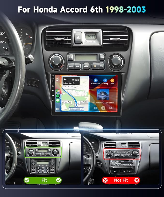 5Ghz WiFi Radio for Honda Accord 6th 1998-2003,Build-in DSP EQ Android 15 Car Stereo with Wireless Carplay Android Auto,5.0 Bluetooth,9inch HD IPS Touch Screen,GPS,FM/RDS AHD Backup Camera