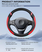 Steering Wheel Cover for Women Leather Universal Steering Wheel Cover for Car 15 inch (Red)