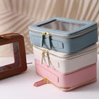Toiletry bag waterproof cosmetic organizer with handle large opening for travelling (Pink)