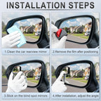 2PCS Fan Blind Spot Mirror, HD Glass and ABS Housing Convex Wide Angle Rearview Mirror with Adjustable Stick for Universal Car, Black