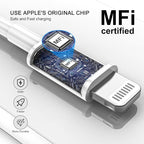 Car iPhone Carplay Cable, Car Charger Cord, USB A to Lightning Cable Fast Charging & Data Transfer for iPhone 14/13/12/11 Pro Max XR XS X 8 7 6 Plus SE Tangle-Free,3ft White