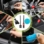 10pcs Windshield Cleaner Tool, Car Window Cleaning Wash Kit with 4 Reusable Microfiber Pads 1 Spray Bottle and Extendable Handle Auto Glass Wiper Kit, Blue&Green