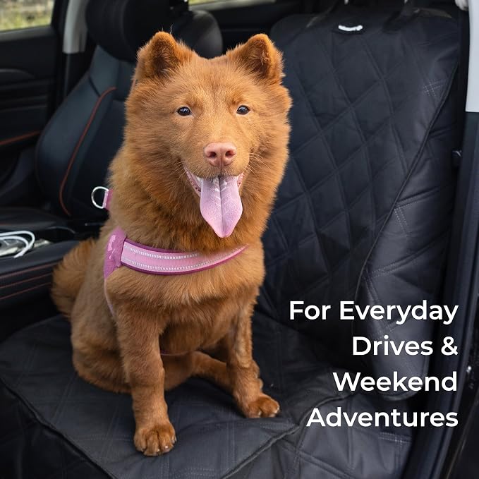 Waterproof Front Seat Dog Cover for Car SUV Truck, with Side Flaps, Black | Odorless Material, for Bucket Seat/Captain Chair, Full Protection