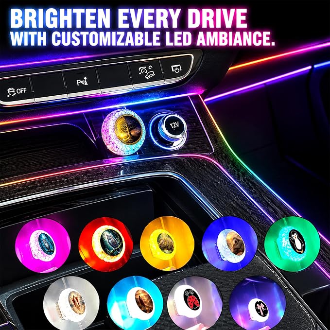 2 Pcs Owl USB LED Car Portable Interior Multi-Color Atmosphere Lamp | Portable Mini LED Night Light Auto Ambient Lighting, Universal Vehicle Bedroom Decor Car Accessories Owl Gifts for Women Men