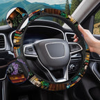 Dark Academia Books Steering Wheel Cover, Polyester Non-Slip Car Wheel Grip, Universal 15 Inch Auto Accessory