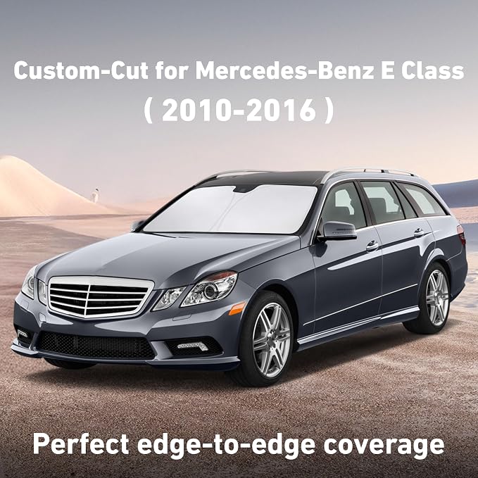 Windshield Sunshade Compatible for Mercedes-Benz E-Class 2010-2014 2015 2016, Sun Visor for Front Windshield & Window Sun Shade Cover, UV Heat Blocker & Protector, Car Accessories