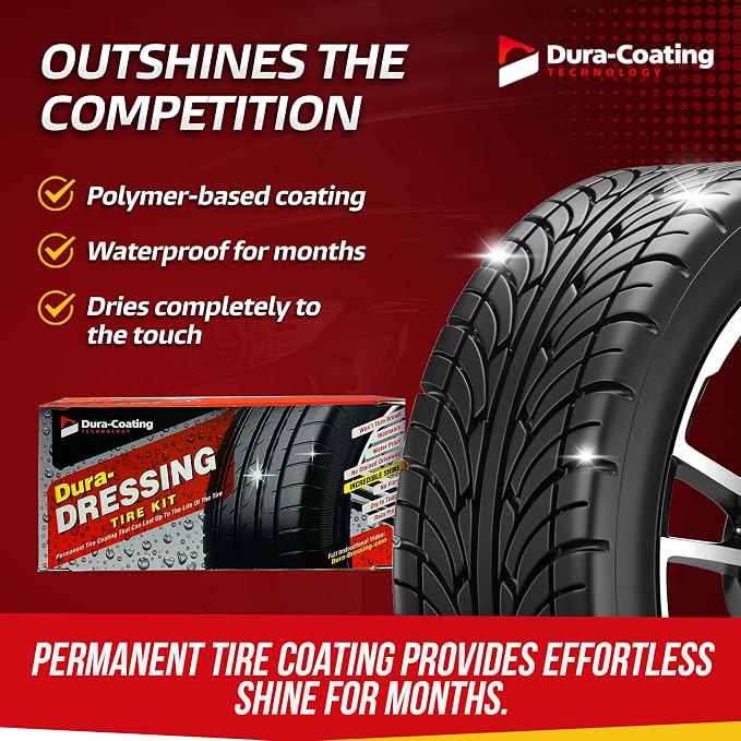 Dressing Total Tire Kit, Single Car Kit - All Inclusive Tire Shine, and Cleaner Kit for a Lasting Shine and Brilliant Finish - 16 Ounce Tire Cleaning Spray - Made in The USA